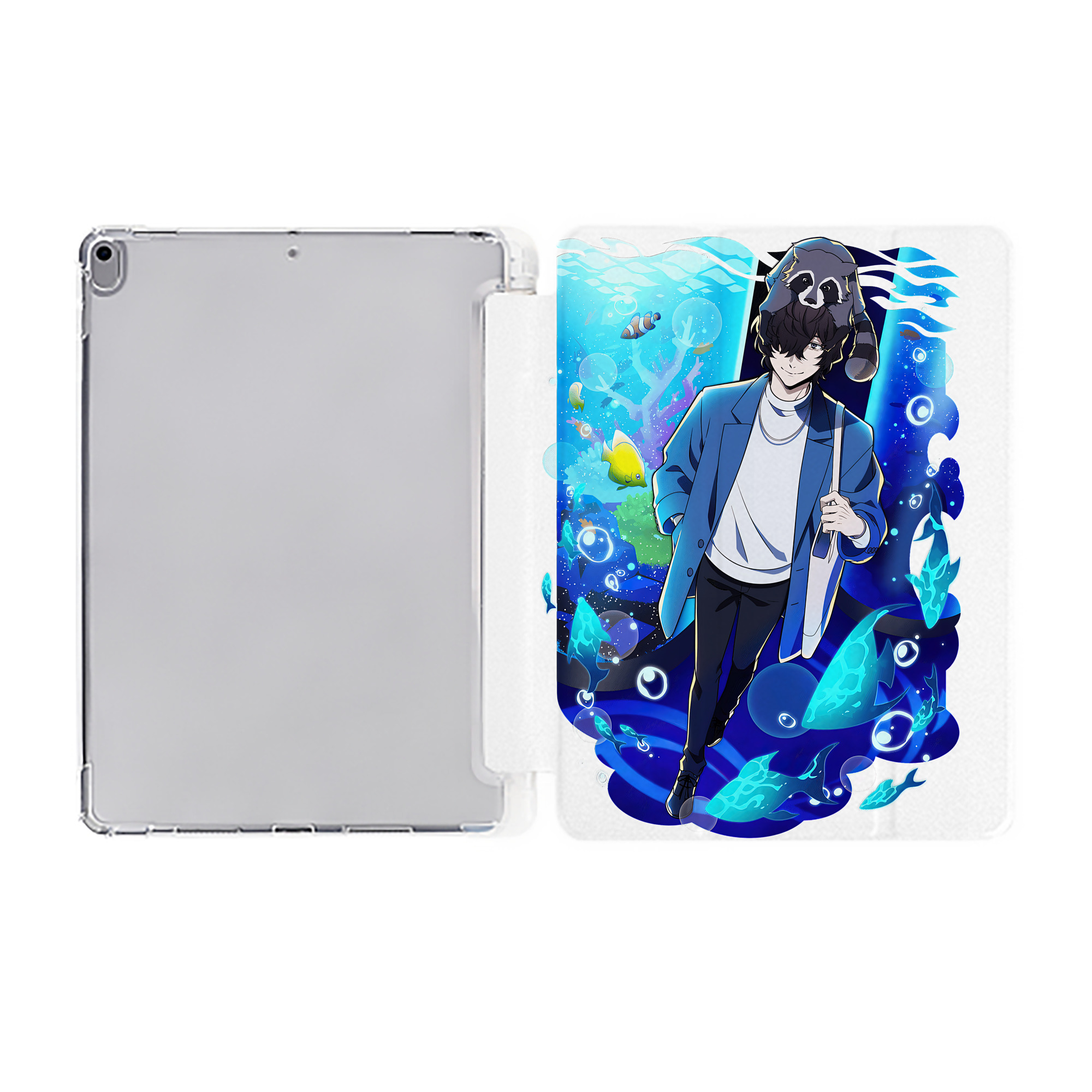 （画像用） 文豪ストレイドッグス Bungo Stray Dogs IPad ケース ペン収納付き 三つ折りスタンド PUレザー×シリコン 対応機種9.5/10.5/10.9インチ